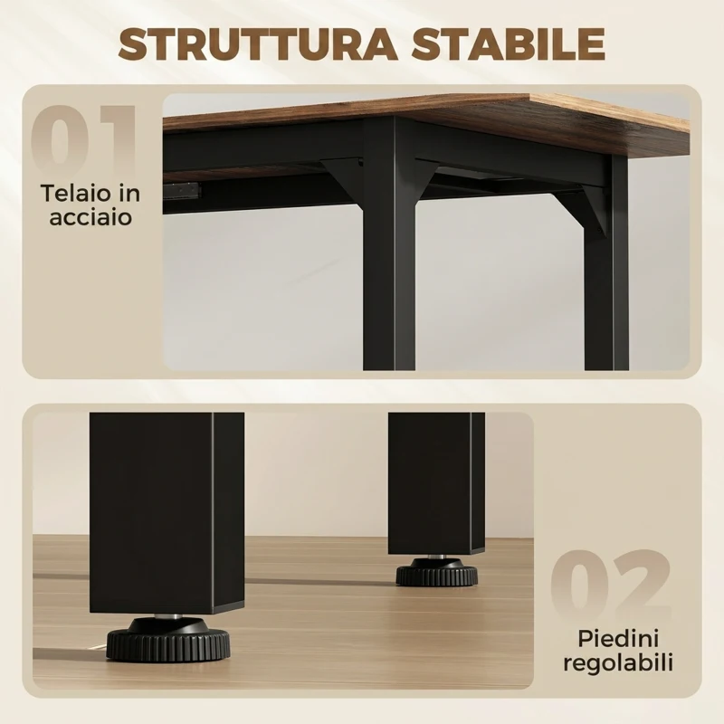 HOMCOM Set Pranzo con Tavolo Allungabile a 160cm e 6 Sgabelli per 4-6 Persone, Nero e Noce