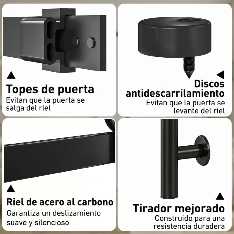 HOMCOM Puerta Corredera Interior 91x213 cm con Kit de Montaje, MDF y Vidrio Esmerilado, Riel y Herrajes, Blanco