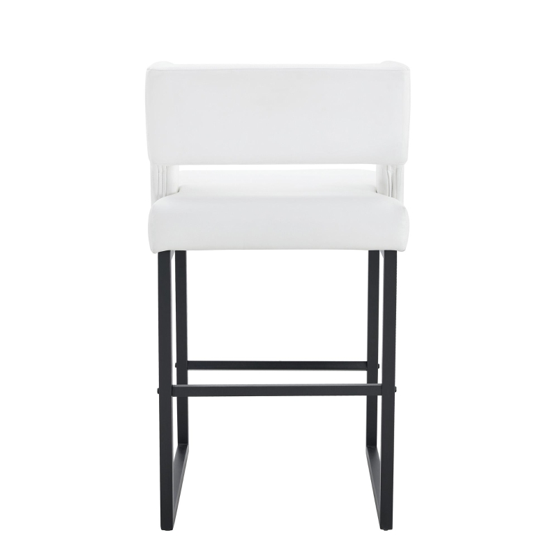 Lot de 2 tabourets de bar style nordique, structure métallique robuste avec pieds argentés, 48x53.3x91.4 cm, Blanc+Noir