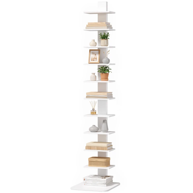 HOMCOM Libreria Moderna a 11 Ripiani Salvaspazio in Stile Industriale, 34.5x41.5x163.5 cm, Bianco