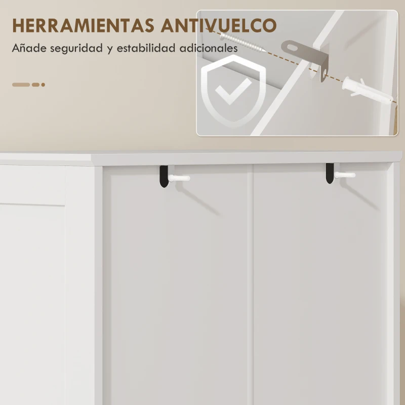 HOMCOM Armario Despensa Cocina con 4 Puertas con 8 Compartimentos 10 Estantes Alacena Moderna con 4 Estantes Ajustables Blanco