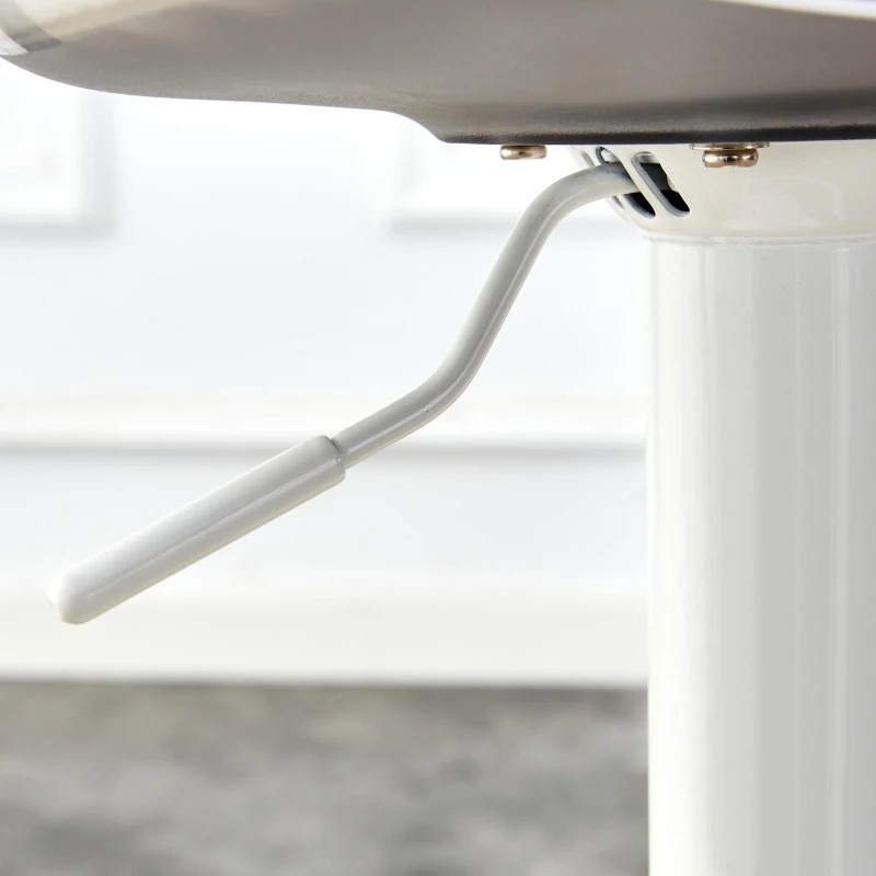 Lot de 2 tabourets de bar réglables, dossier ergonomique transparent, assise pivotante 360°, 40,5x39x82-104 cm, Blanc