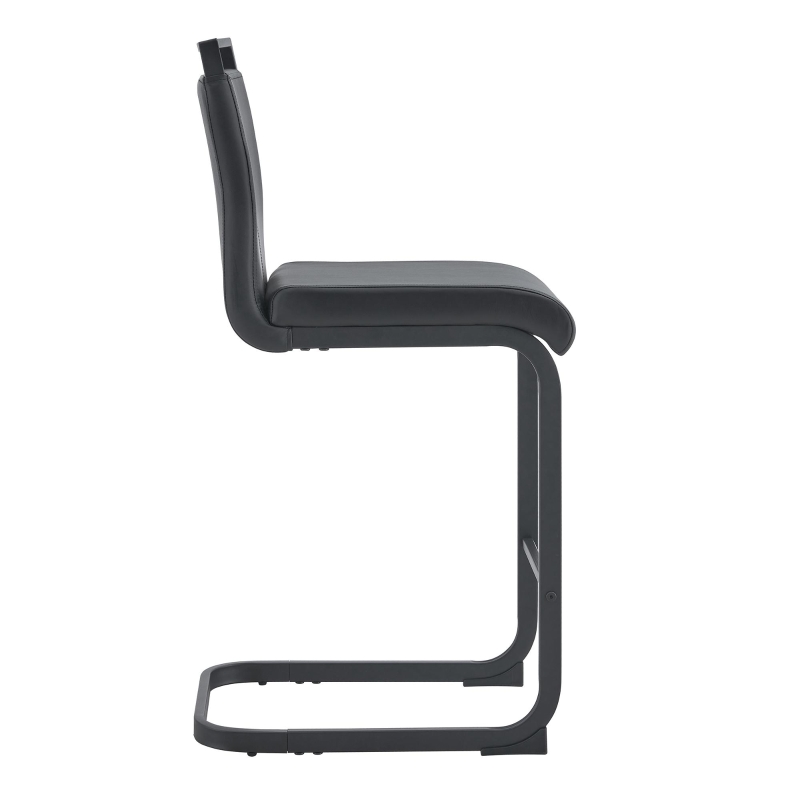 Lot de 2 tabourets de bar style nordique, design épuré et élégant avec piètement métal doré robuste, 39x46.5x96.5 cm, Noir