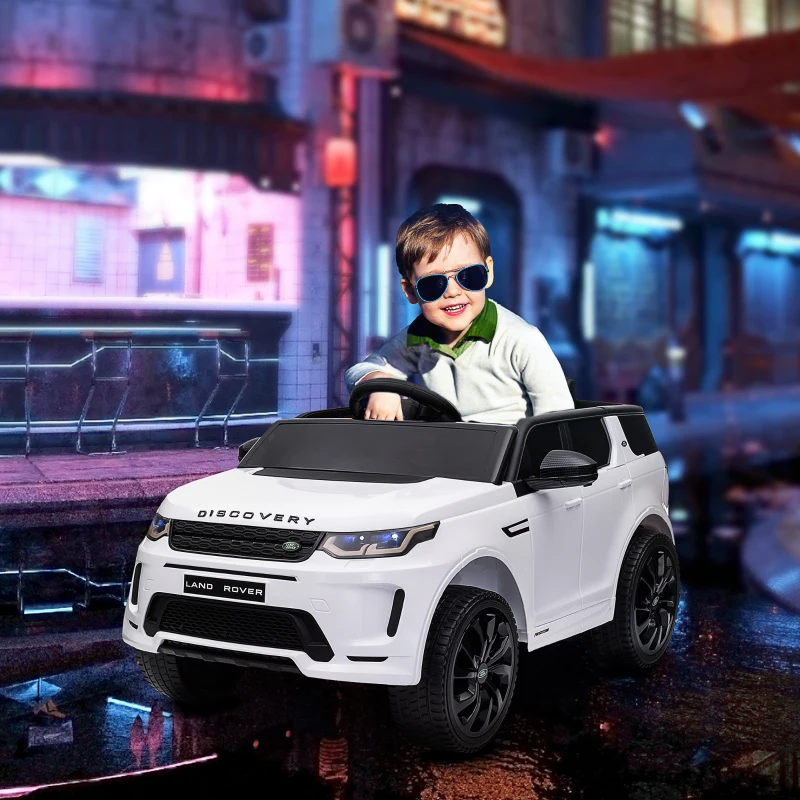 AIYAPLAY Mașinuță Electrică pentru Copii cu Licență Land Rover cu Faruri, Claxon și Centură,106x65.5x51 cm, Alb