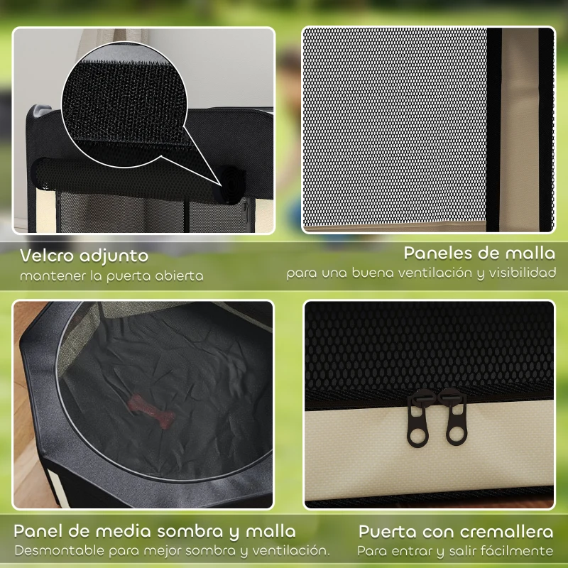PawHut Parque Plegable para Perros y Gatos Corralito Portátil para Animales Pequeños Impermeable de Tela Oxford Ø90x41 cm Negro