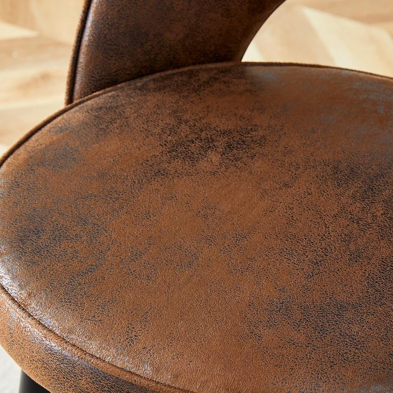 Tabouret de bar pivotant 360°, dossier ajouré design, piètement métal, 47,40x44,00x92,00 cm, Marron+Noir