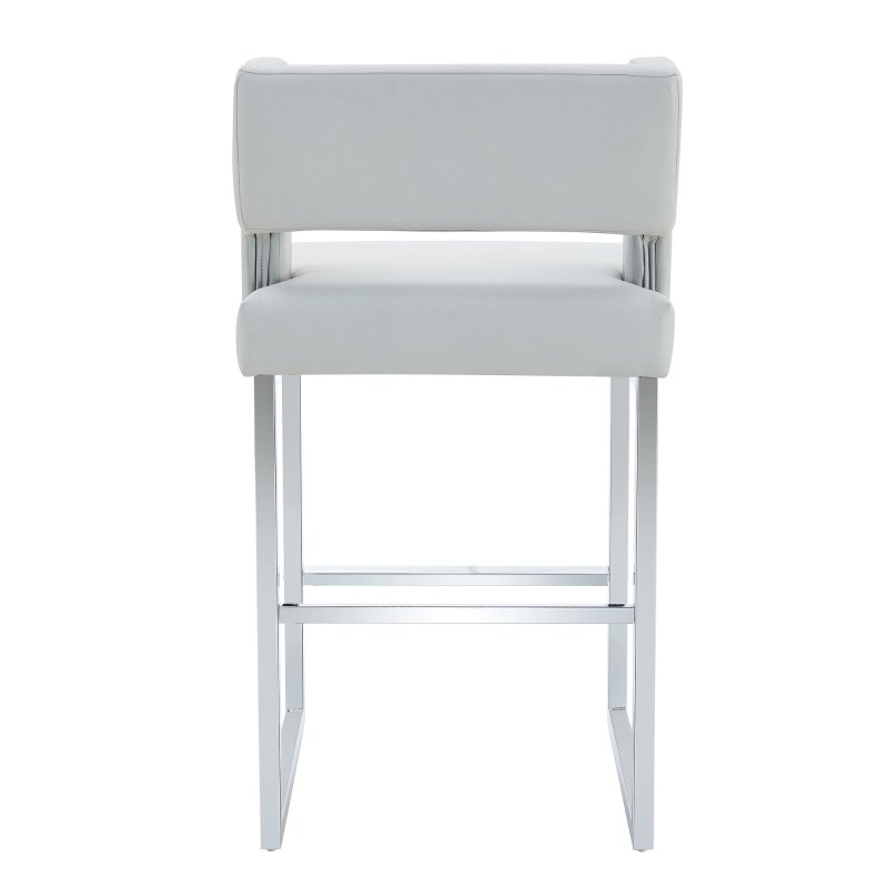 Lot de 2 tabourets de bar style nordique, structure métallique robuste avec pieds argentés, 48x53.3x91.4 cm, Gris clair+Argent