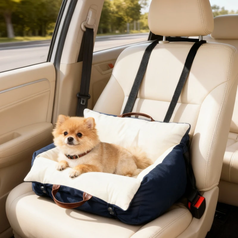 PawHut Seggiolino Auto per Cani Piccoli con Guinzaglio di Sicurezza, Sfoderabile e Lavabile, Blu