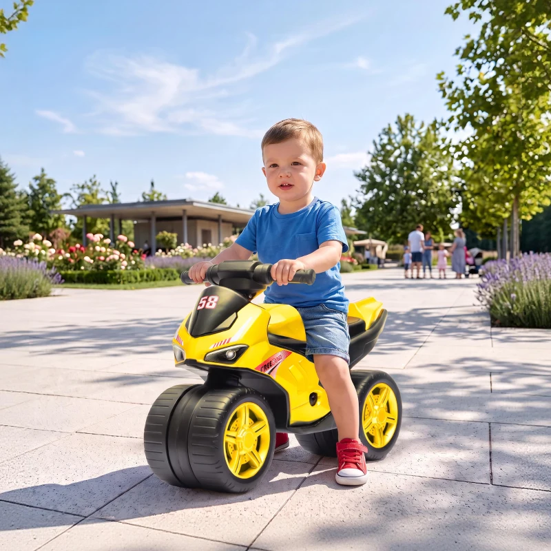 AIYAPLAY Moto per Bambini Balance Bike Senza Pedali con Musica, Età 18 Mesi - 3 Anni, Giallo