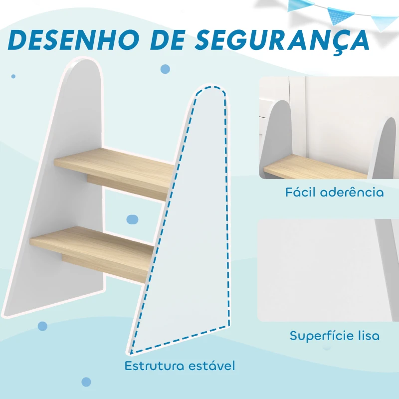 AIYAPLAY Banco para Crianças de 2 Degraus Torre de Aprendizagem Escada para Crianças acima de 3 Anos para Casa de Banho Cozinha 43x30x55 cm Branco