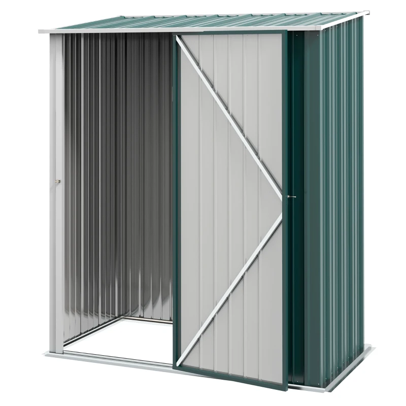 Outsunny Căsuță de Grădină din Oțel pentru Depozitare cu Sistem de Blocare, 161,5x94,5x196cm, Verde