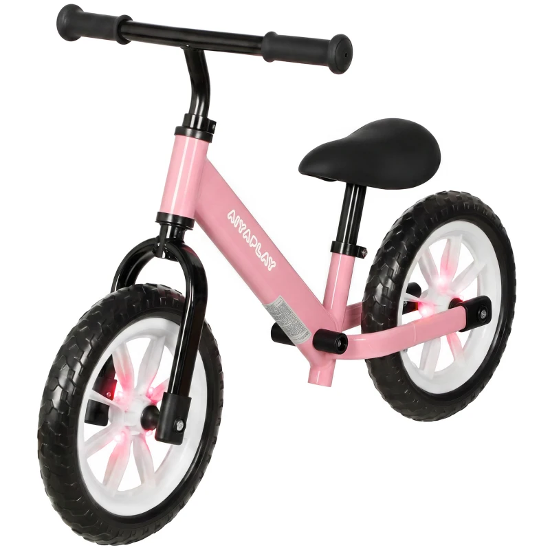 AIYAPLAY Bicicleta de Equilíbrio para Crianças 2-5 Anos com Rodas Luminosas e Silenciosas, Assento e Guiador Ajustáveis, Rosa