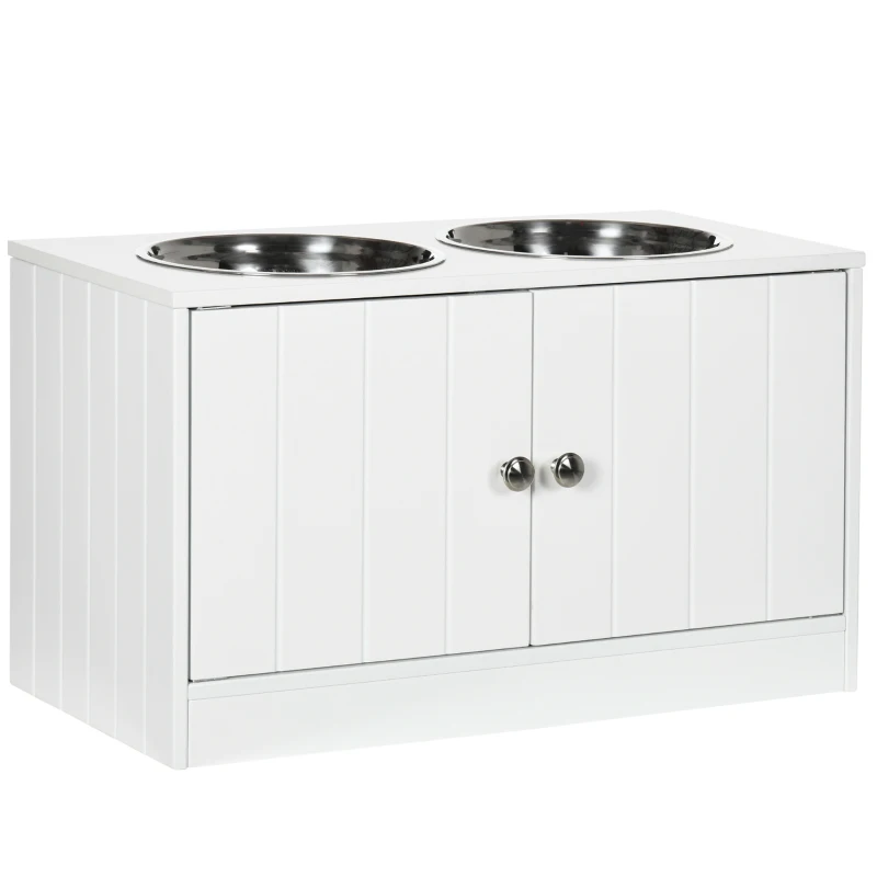 PawHut Gamelles Chiens Surélevées Gamelle Double Chien Chat Porte-Gamelles 60 x 30 x 35,5 cm 2 Gamelles 2L Acier Inox