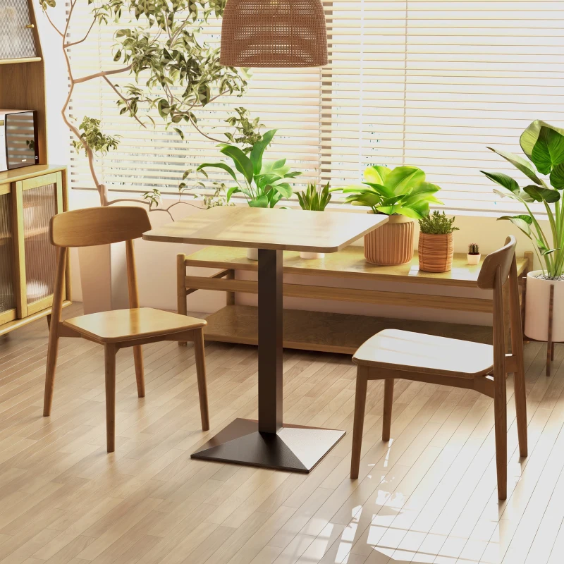 HOMCOM Table à Manger Carrée pour 2 Personnes 70x70x75cm Table de Cuisine Plateau Effet Bois Piétement en Acier Marron Foncé