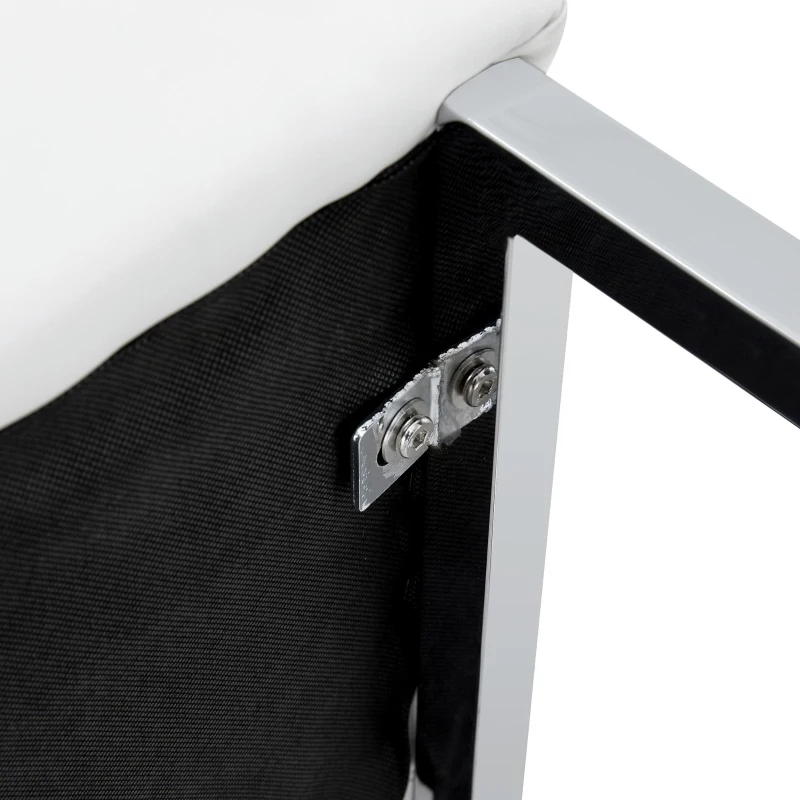 Lot de 2 tabourets de bar style nordique, structure métallique robuste avec pieds argentés, 48x53.3x91.4 cm, Blanc+Argent