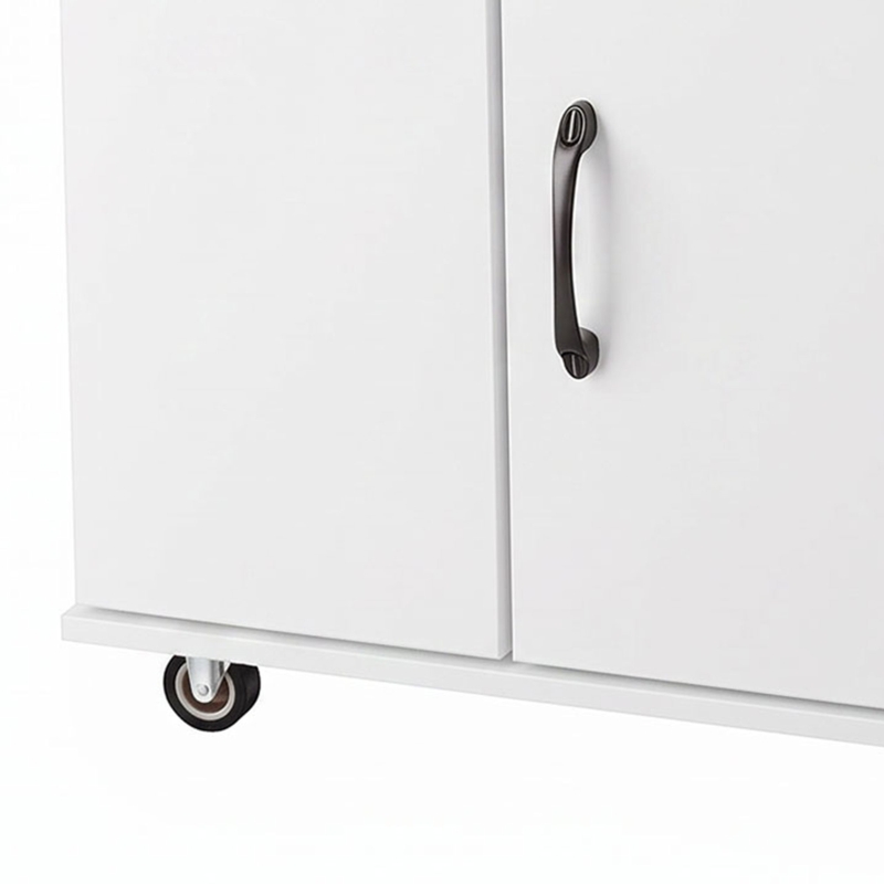 HOMCOM Kitchen Trolley on Wheels, Rolling Kitchen Island Cart with Power Outlet, Cabinet, Pull-Out Drawer, White