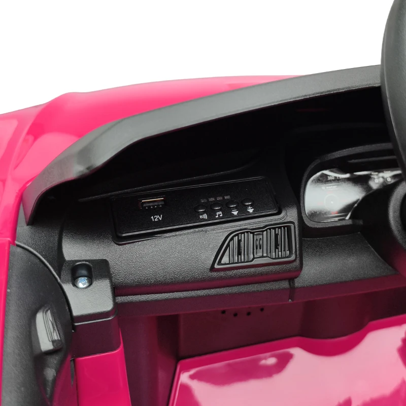 AIYAPLAY 12V elektrische kinderauto met afstandsbediening, lithiumaccu, 2 motoren, soft start en achterwielvering, roze