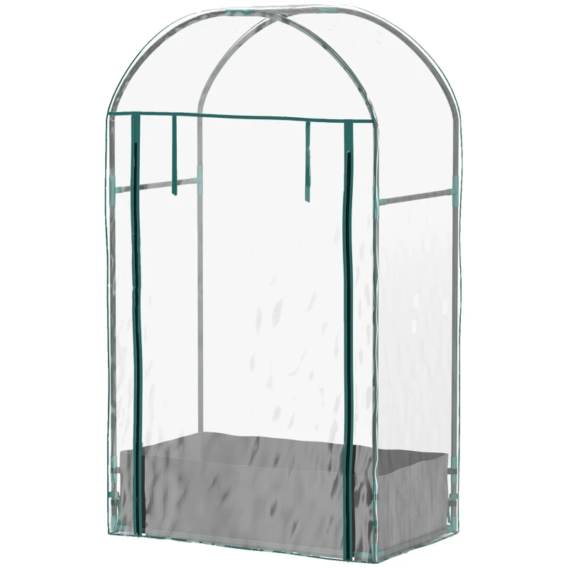 Outsunny Serra a Parete con Sacco per Piante e Ingresso Avvolgibile, in Acciaio e Plastica, 89x50x152 cm, Trasparente