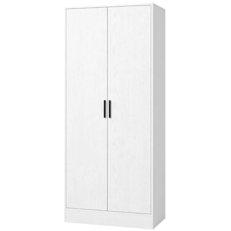 HOMCOM Armadio Slim con Barra Appendiabiti e Ripiani per Vestiti, 70x37x164 cm, Bianco