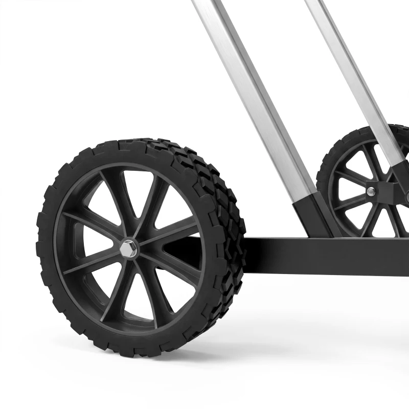 Outsunny Sneeuwschuiver 95 cm extra breed aluminium met wielen, verstelbare antislipgreep, schuin