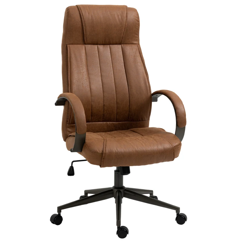 Vinsetto Silla de Escritorio Giratoria con Altura Ajustable Reposacabezas Reposabrazos y Respaldo 65x71,5x114-122 cm Marrón