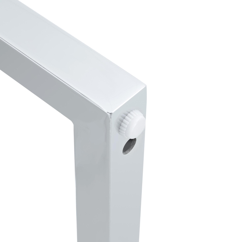 Lot de 2 tabourets de bar style nordique, structure métallique robuste avec pieds argentés, 48x53.3x91.4 cm, Blanc+Argent