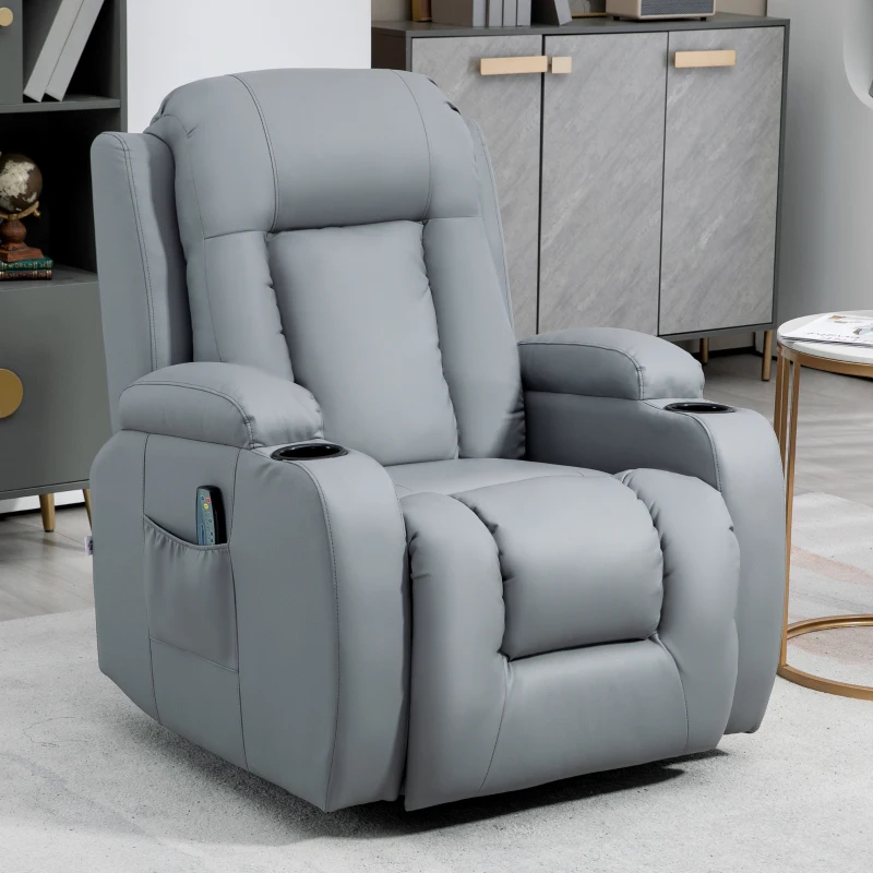 HOMCOM Fauteuil de Massage et Relaxation Chauffant 360° pivotant inclinable manuellement Repose-Pied télécommande(m-10)
