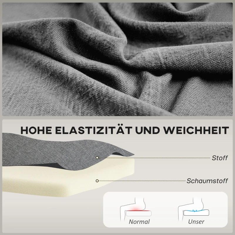 HOMCOM 2-zits sofa, gestoffeerde sofa linnenlook, houten frame, voor woonkamer slaapkamer, 117 cm, grijs