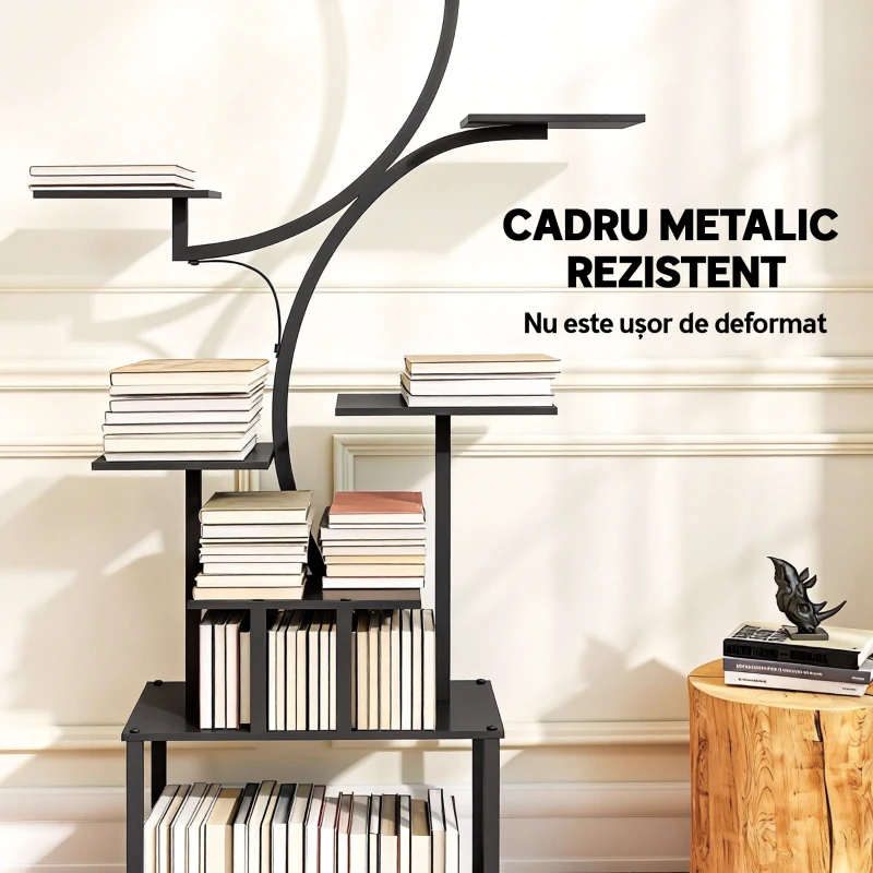 Outsunny Suport de flori cu 8 niveluri, design în formă de S, pentru interior și exterior, din metal, 74x26x158,5 cm, negru