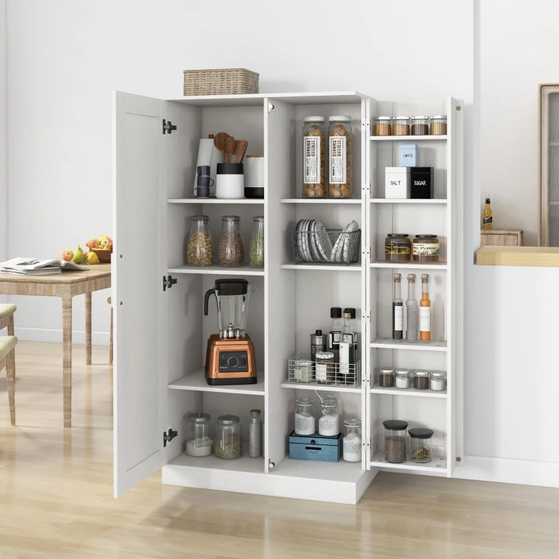 HOMCOM Credenza Cucina con 2 Ante, Ripiani Regolabili, per Sala da Pranzo Salotto, 80x43x160 cm, Bianco Effetto Legno
