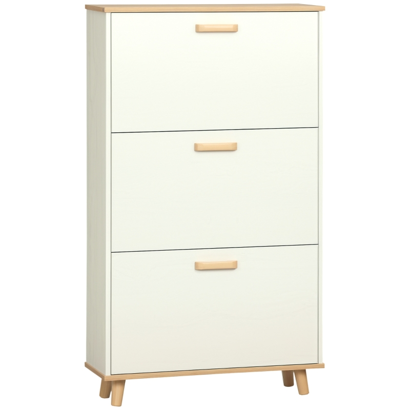 HOMCOM Meuble à chaussures style scandinave 3 abattants 70 x 23,5 x 122 cm blanc