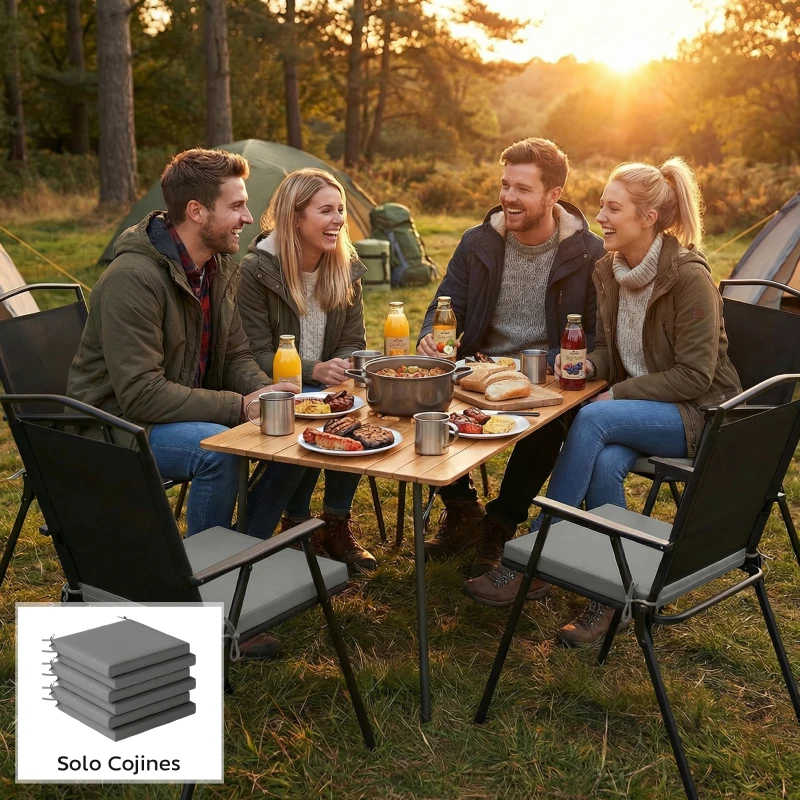 Outsunny Juego de Cojines para Sillas de Comedor 46x42x7 cm 6 Piezas con Funda Lavable y Lazos Impermeable Anti-UV Gris Oscuro