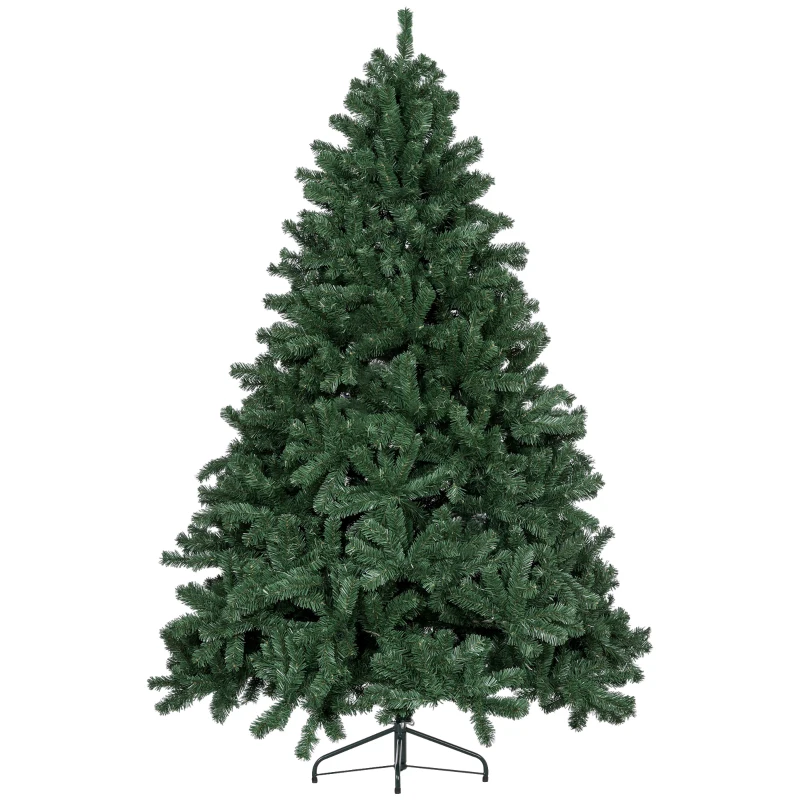 HOMCOM Sapin de Noël artificiel 210 arbre de Noël avec support en métal pliable, 1674 branches, décoration de Noël réaliste