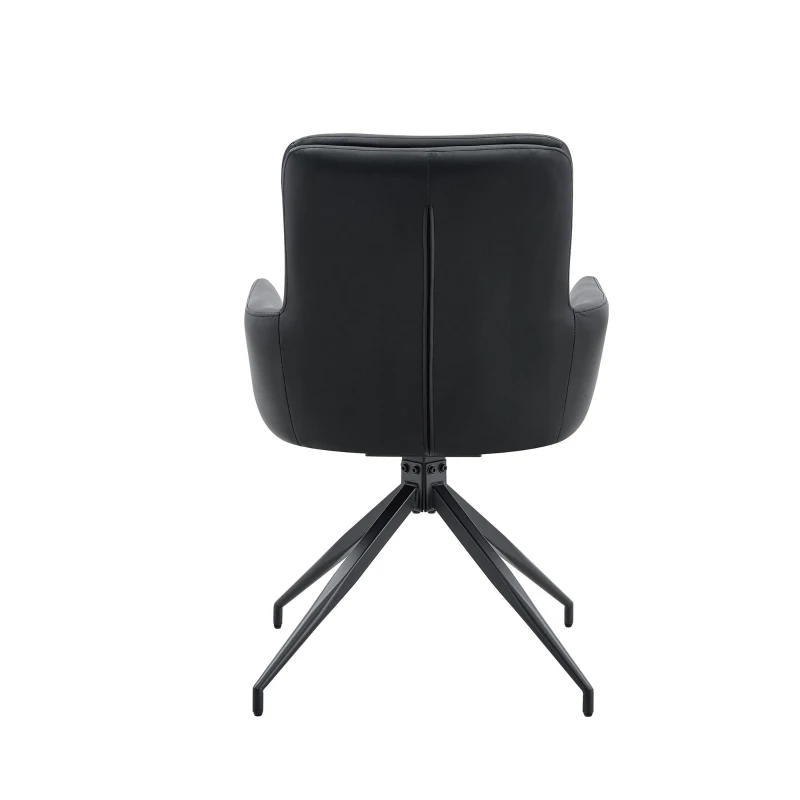 Lot de 2 chaises pivotantes style léger luxe, rotation 360° silencieuse, 55x50x85 cm, Noir