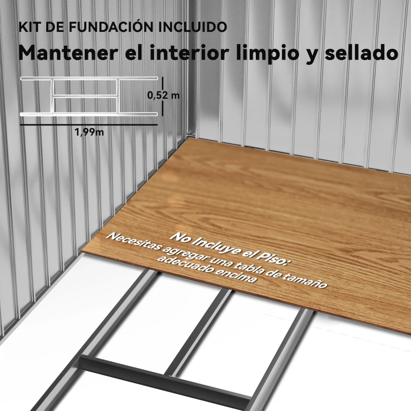 Outsunny Caseta de Jardín 213x130x185 cm Cobertizo de Exterior Metálico para Almacenamiento de Herramientas Verde Claro