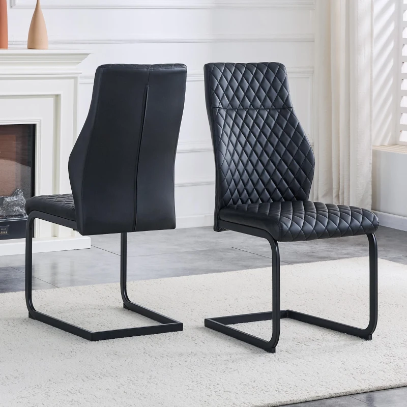 Chaise de salle à manger, confort optimal, structure métallique noire robuste, 43,00x63,00x100,00 cm, Noir