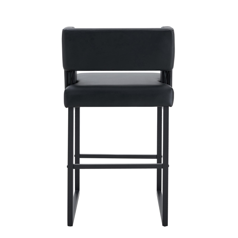 Lot de 2 tabourets de bar style nordique, structure métallique robuste avec pieds argentés, 48x53.3x91.4 cm, Noir