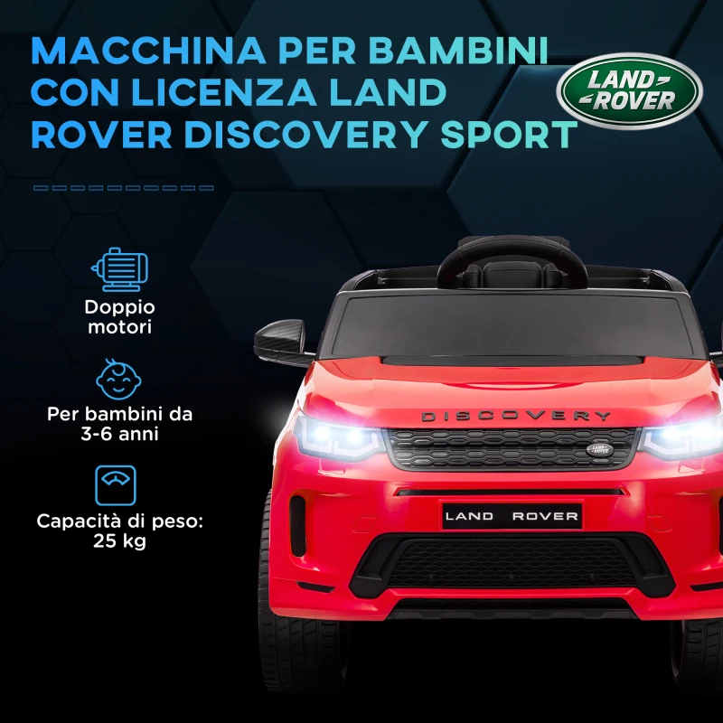 AIYAPLAY Macchina Elettrica per Bambini a Licenza Land Rover con Fari, Clacson e Cintura,106x65.5x51 cm, Rosso