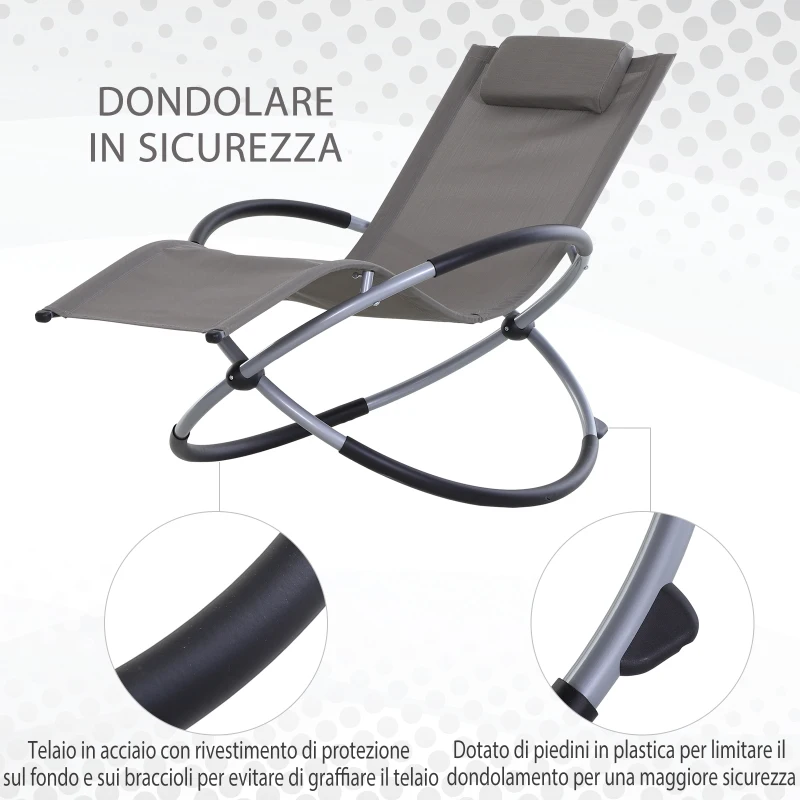 Outsunny Sedia A Dondolo Design Moderno Per Interni Ed Esterni Textilene 154x80x84cm Grigio