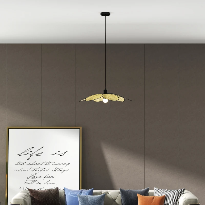 HOMCOM Lámpara Colgante Lámpara de Techo de Ratán Sintético Iluminación de Techo E27 con Cable Ajustable Ø68x115 cm Natural