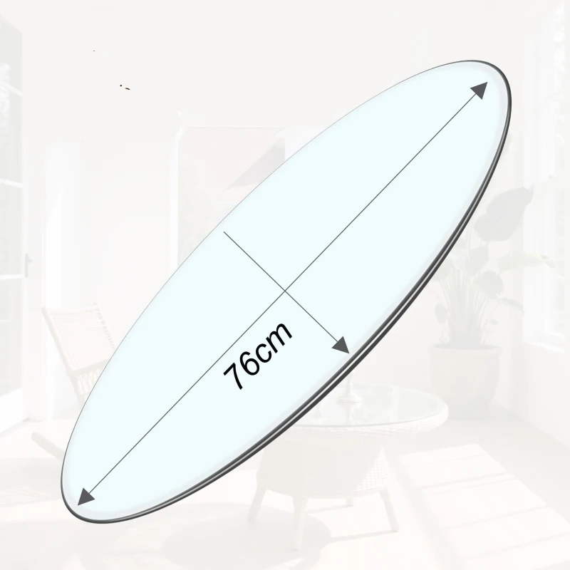 Plateau de table rond en verre trempé, ultra résistant, résistant à la chaleur, 76x76x0.72 cm, Transparent