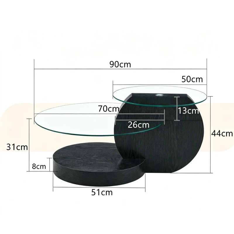 Table basse moderne minimaliste, design italien, pieds antidérapants, 90x70x44 cm, Transparent
