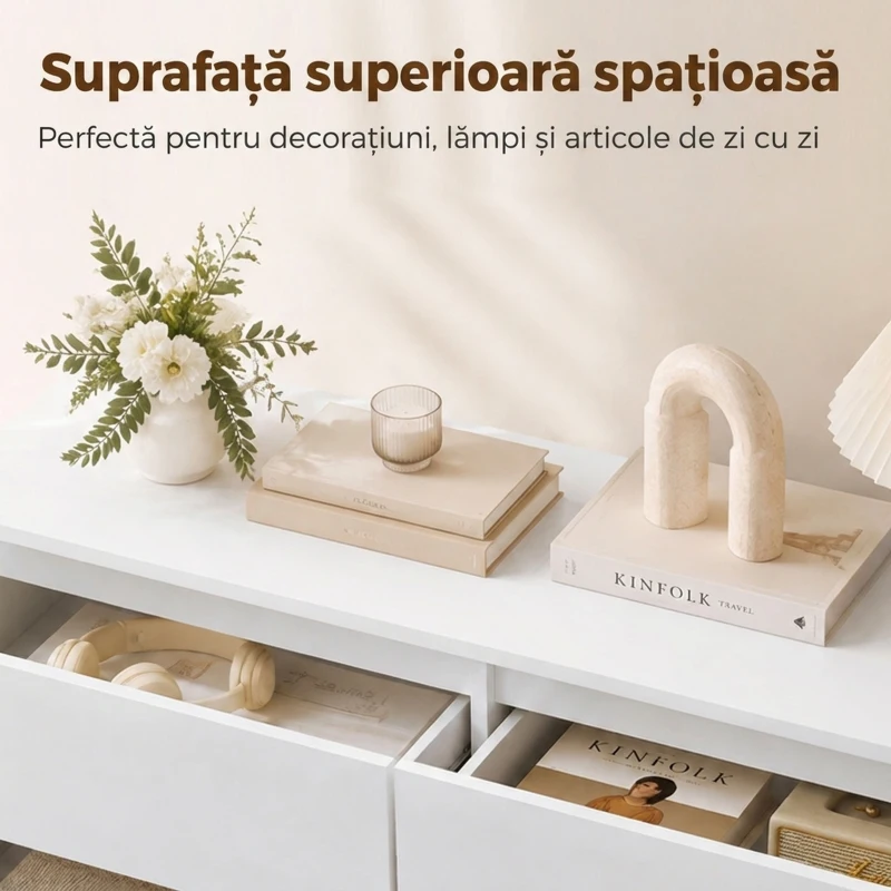 HOMCOM Comodă cu Sertare 6 Sertare Modernă cu Mânere Integrate Ascunse, Economisire Spațiu, PAL, 100x35x69 cm, Alb