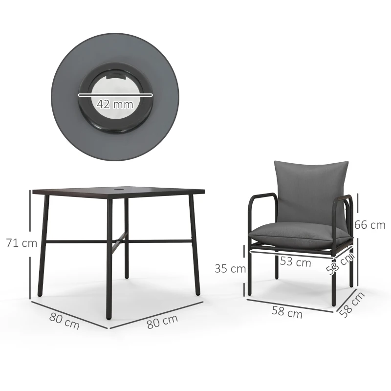 Outsunny Set de Luat Masa de Gradina din 5 Piese cu Perne Groase