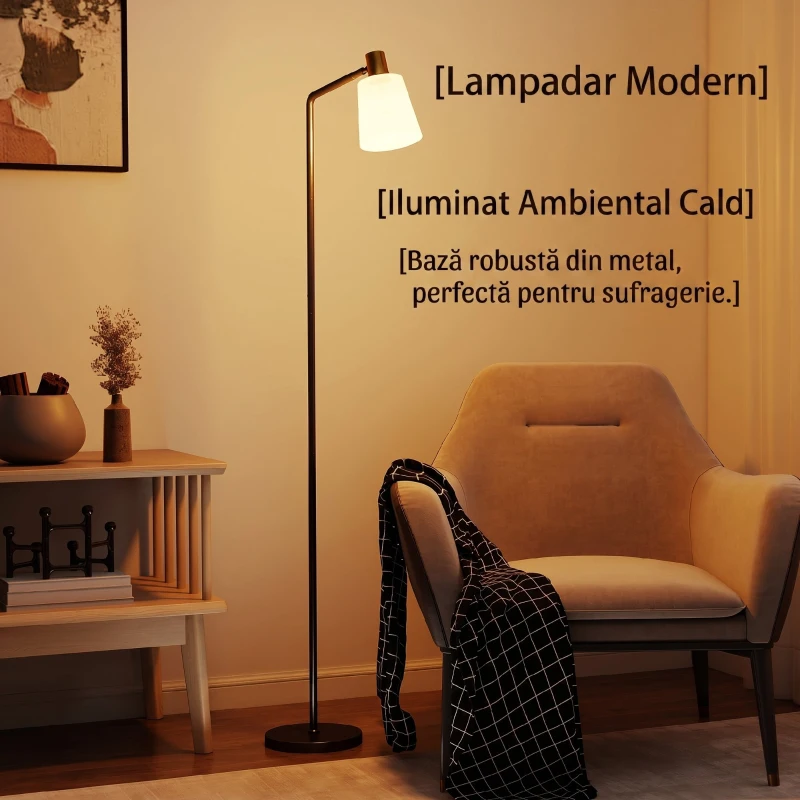 HOMCOM Lampă de Podea LED cu Cap Rotativ la 350°, Reglare a Temperaturii Culorii 3000K/4000K/6500K, Negru