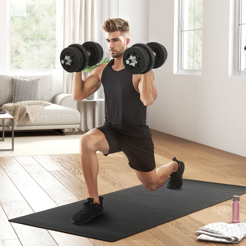 HOMCOM Set Manubri Palestra da 25 kg Totali con 12 Dischi Pesi e 2 Barre da 2 kg, Nero