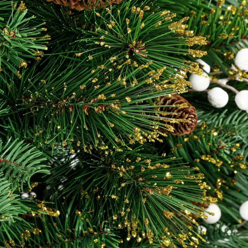 HOMCOM 6ft Artificial Christmas Tree, Fir Hinged Xmas Tree with 716 Branch Tips, Foldable Metal Stand, Easy Assembly, Green