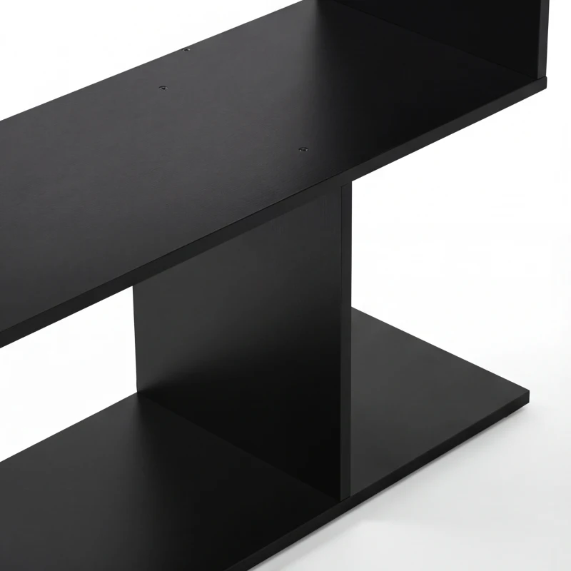 HOMCOM 110 cm L-Shaped Desk, Small Computer Desk with Fabric Drawer and Storage Shelves for Home Office, Study, Black