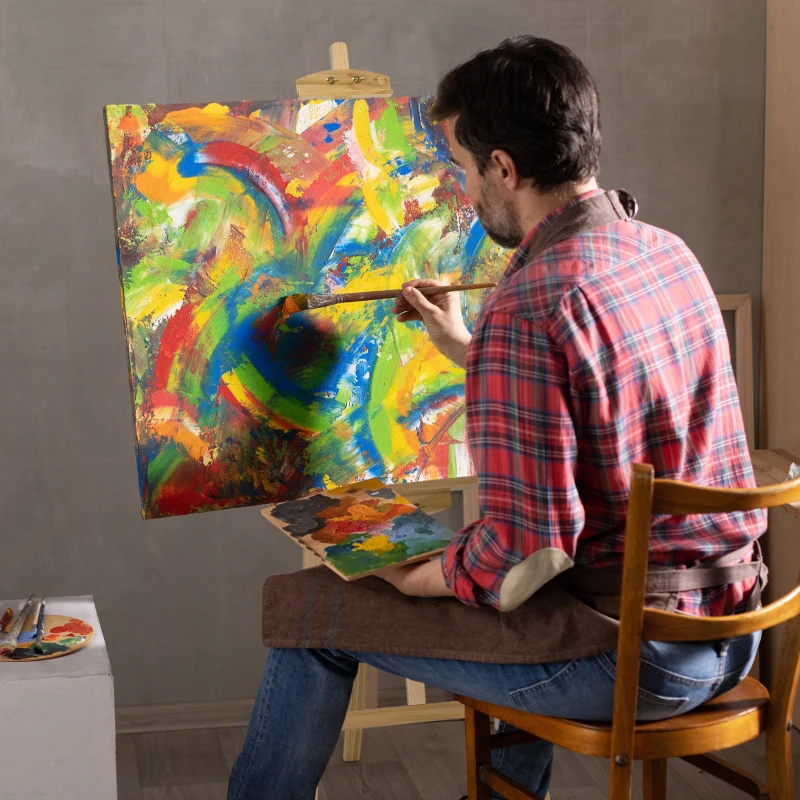 HOMCOM Cavalletto per Pittura Portatile e Pieghevole, Altezza e Inclinazione Regolabili, Colore Legno