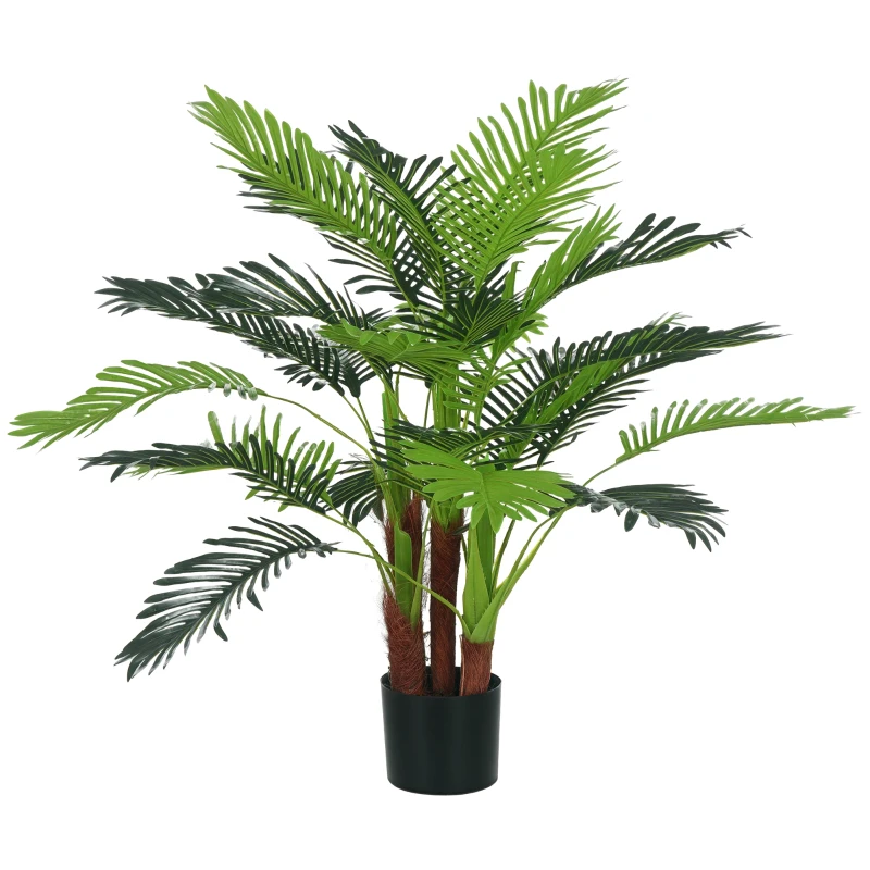 HOMCOM Palmier Artificiel H.1 m Arbre Artificiel Tronc Branches Lichen Feuilles Grand réalisme Pot Inclus